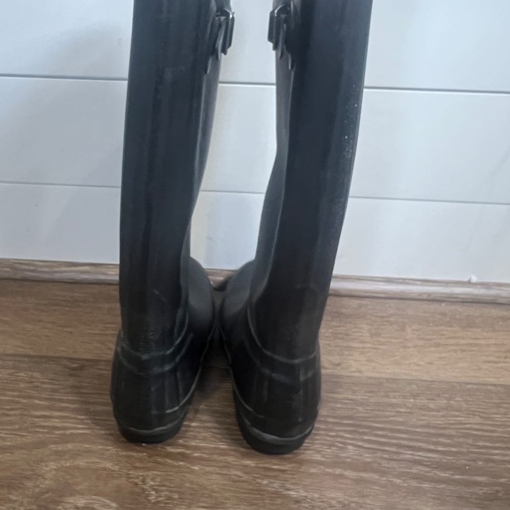 HUNTER Women’s Original Back Adjustable Tall Rain Boot Matte Black Size 6 - Picture 6 of 11